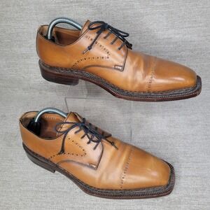Moreschi Tirolese Hole Cut Brogue Lace Up Oxford Shoes Men's Size 9 Italy EUC